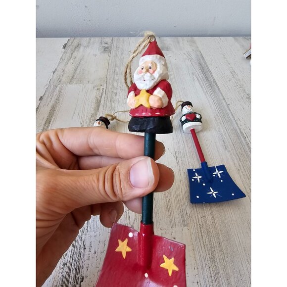 Vintage Eddie Walker shovel Santa snowman ornament Xmas tree heart star - Picture 4 of 7